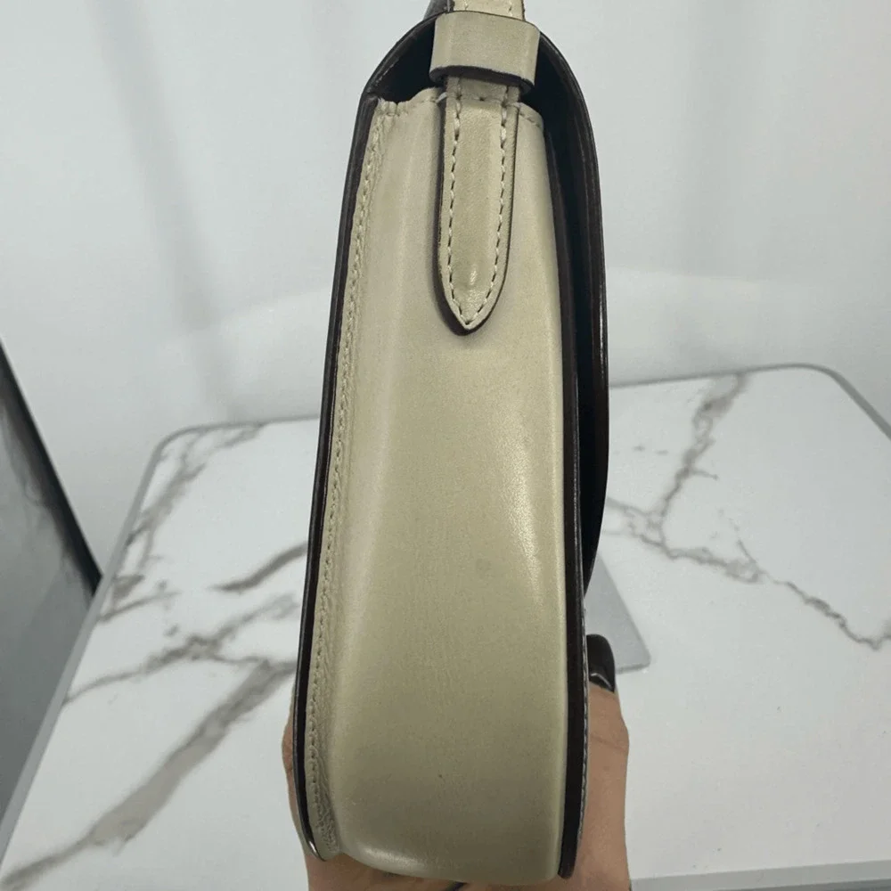 Celine 2016 Phoebe Philo Trotteur Crossbody Flap Bag Two Tone Beige Brown
